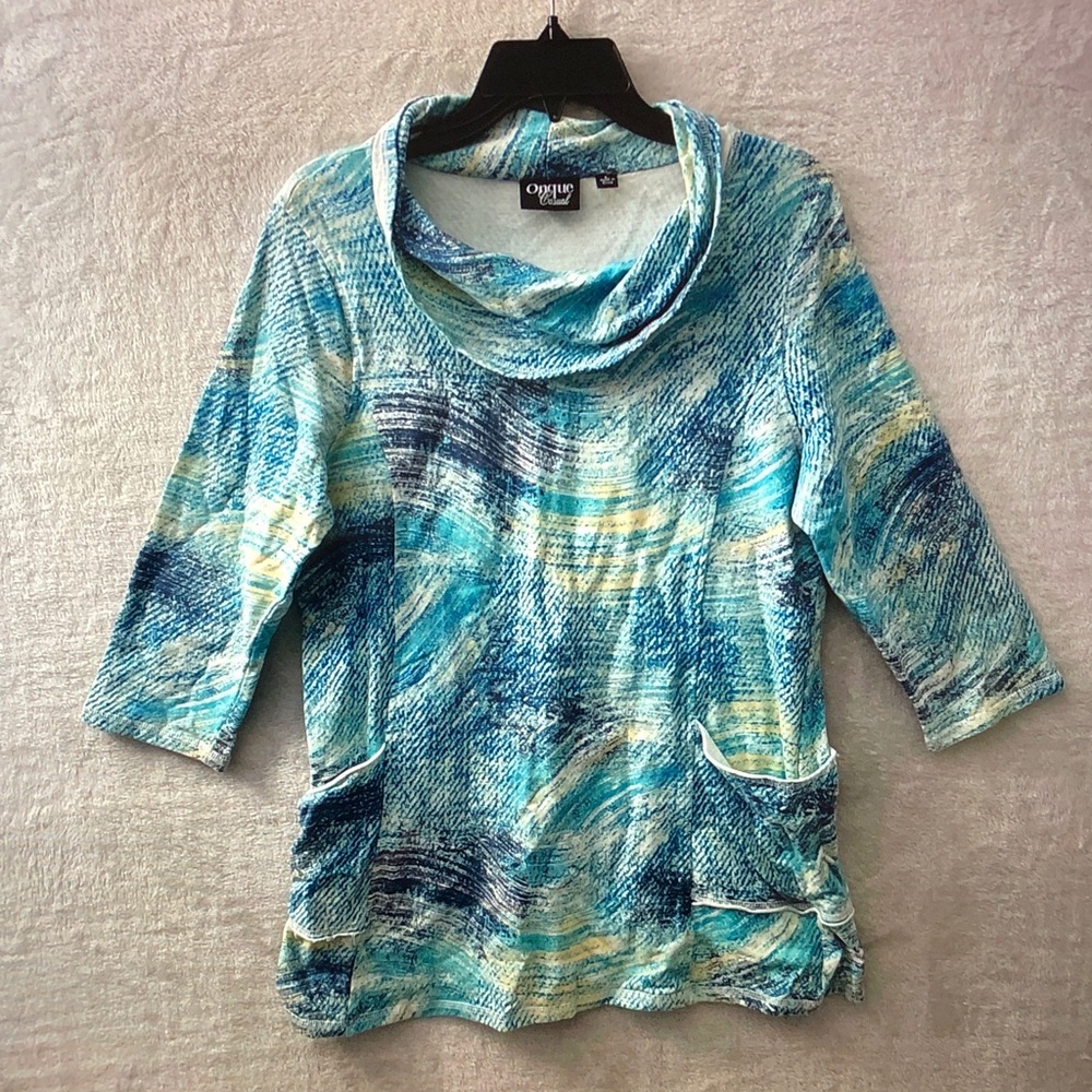 Onque Casuals Teal Multi Cowl Neck Tunic